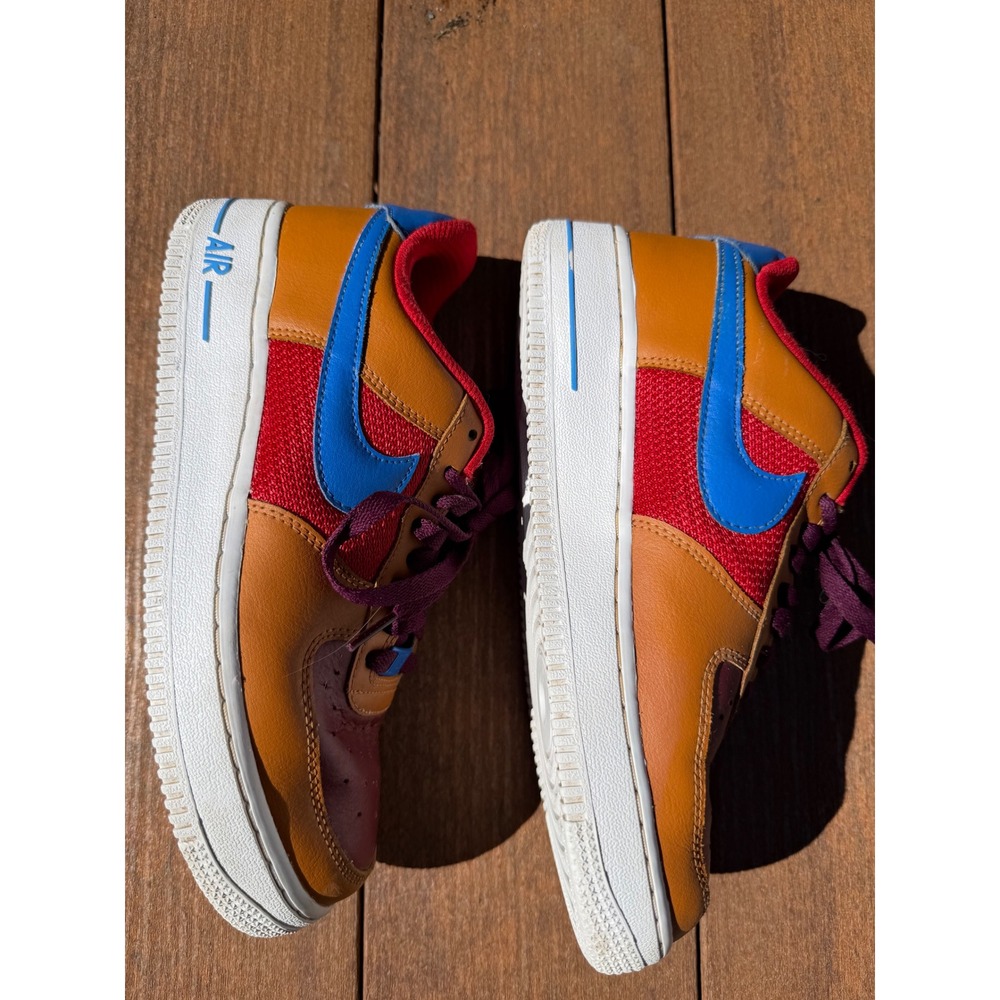 Nike Air Force 1 Low TCG Multi-Color Tan Burgundy Blue AQ3774-992 Womens 8.5